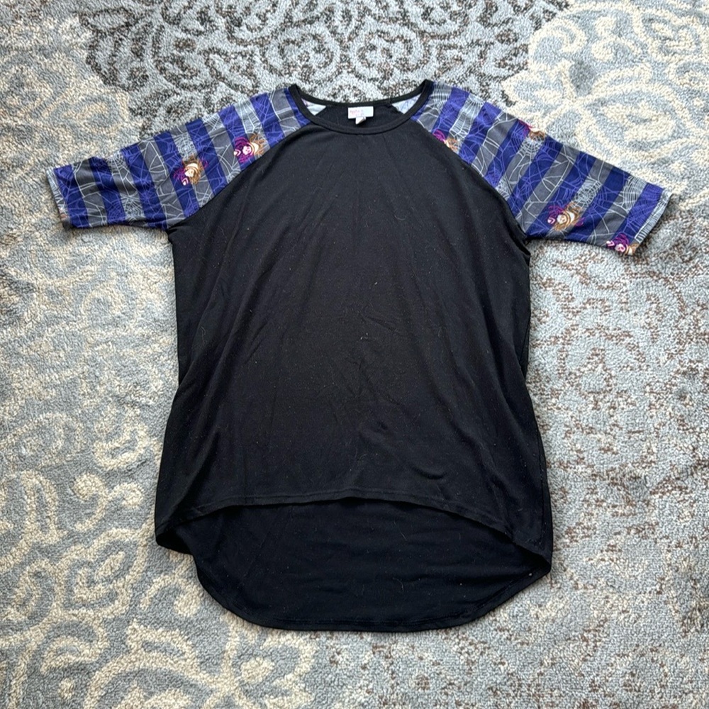 Lularoe Irma Tunic Halloween Spider Webs Black Purple XXS